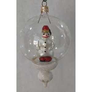 Glass Ornament "Snowman Globe" Hand Painted - Made in Poland - Radko Inspired